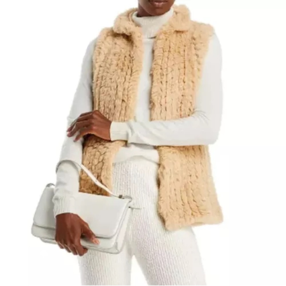 Aqua Faux Fur Vest - Camel color, M